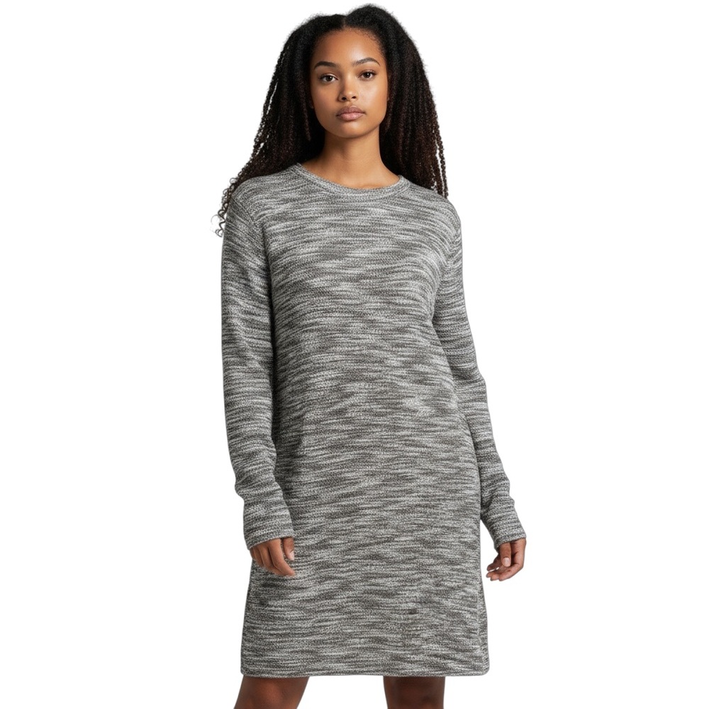 Lou & Grey Long Sleeve Marled Black & White Sweater Dress/Tunic size Large